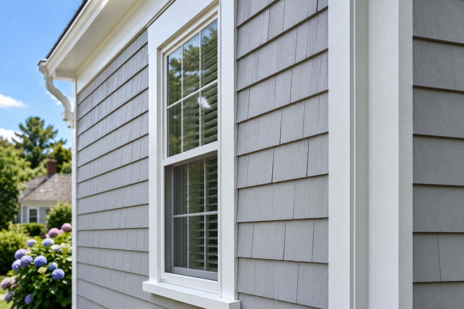 Compass Painting painter finishing exterior trim during a house painting job in Hyannis