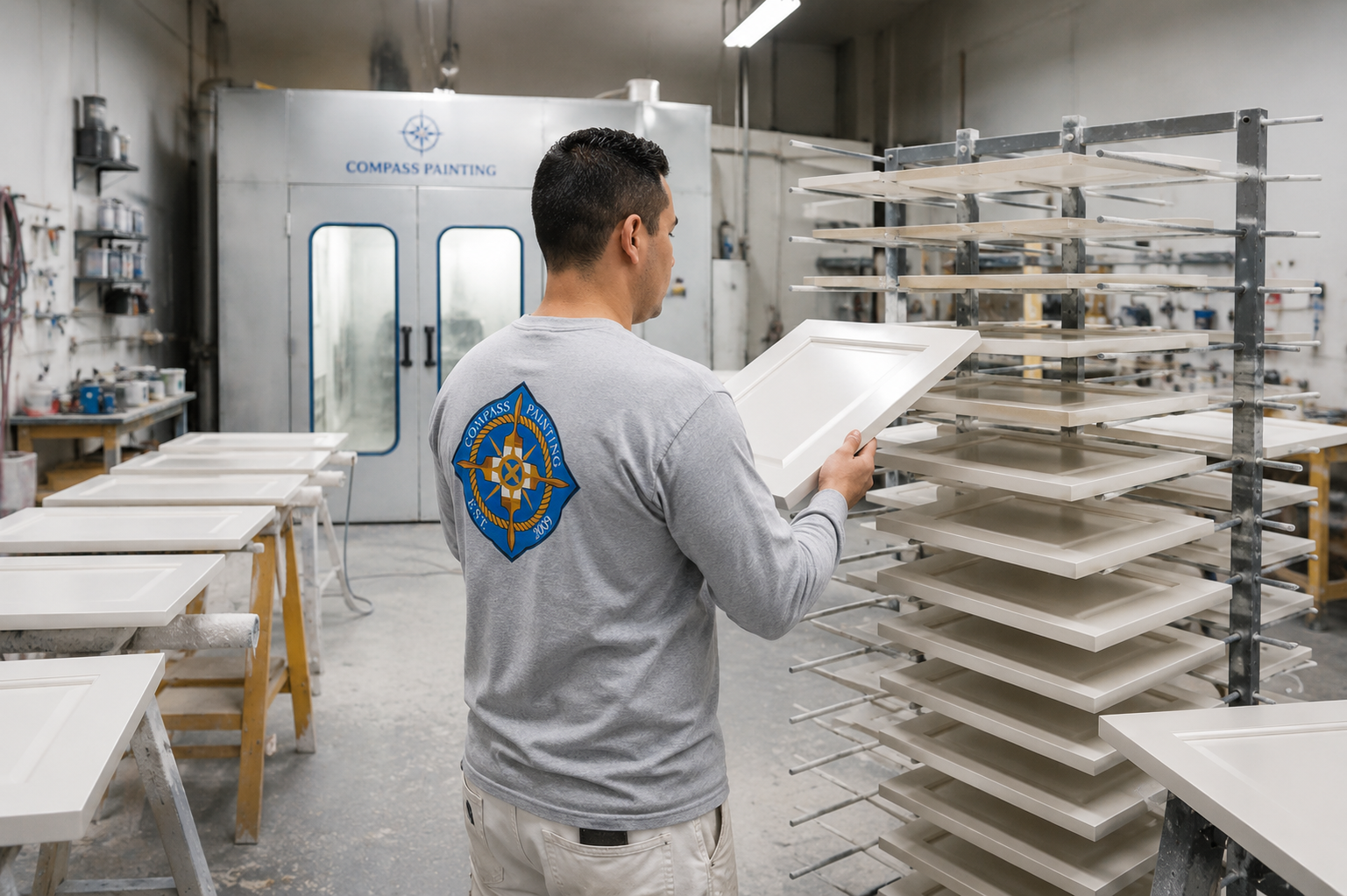 Compass Painting cabinet refinishing process in Hyannis, Cape Cod