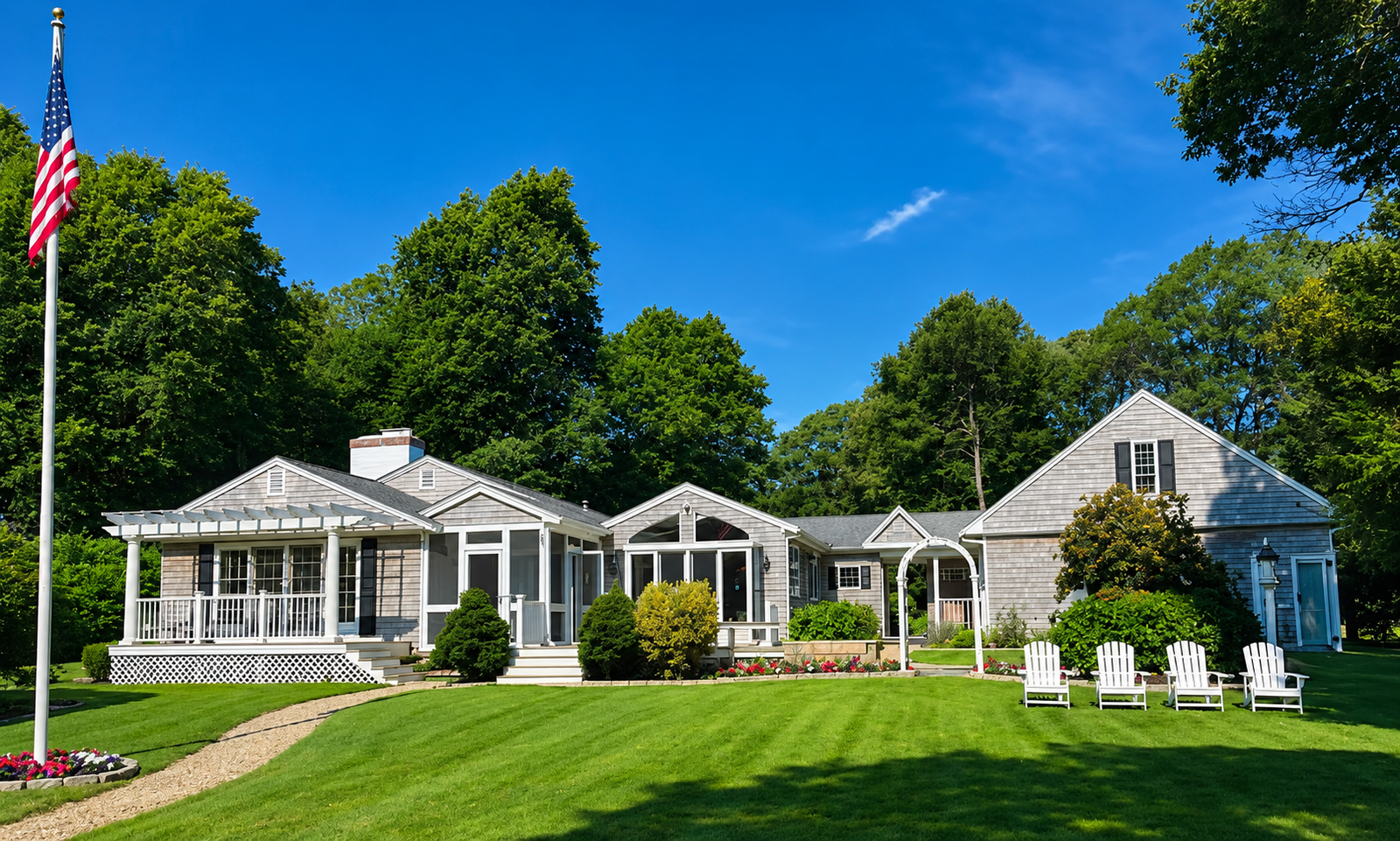 Freshly painted Cape Cod home exterior by Compass Painting