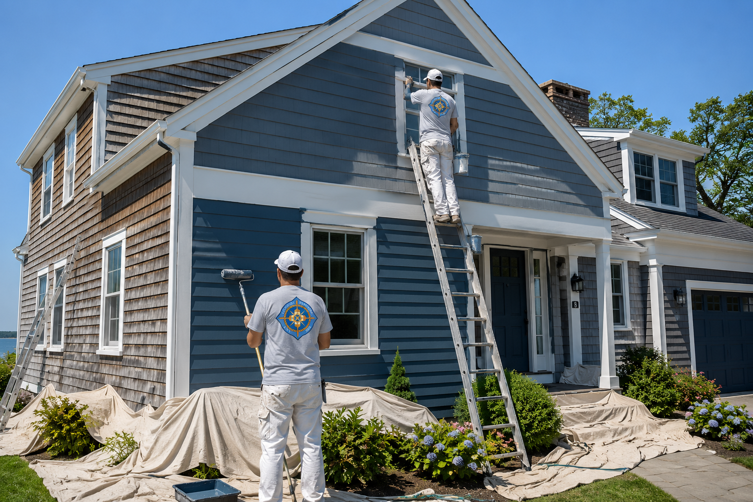 Compass Painting exterior house painting process in Hyannis, Cape Cod