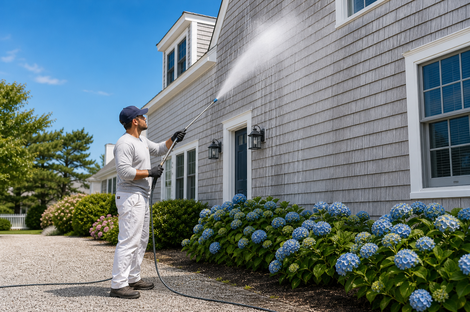House soft washing in Hyannis for Cape Cod siding and shingles