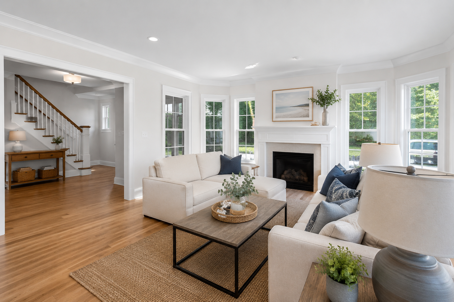 Interior house painting in a Hyannis Cape Cod living room