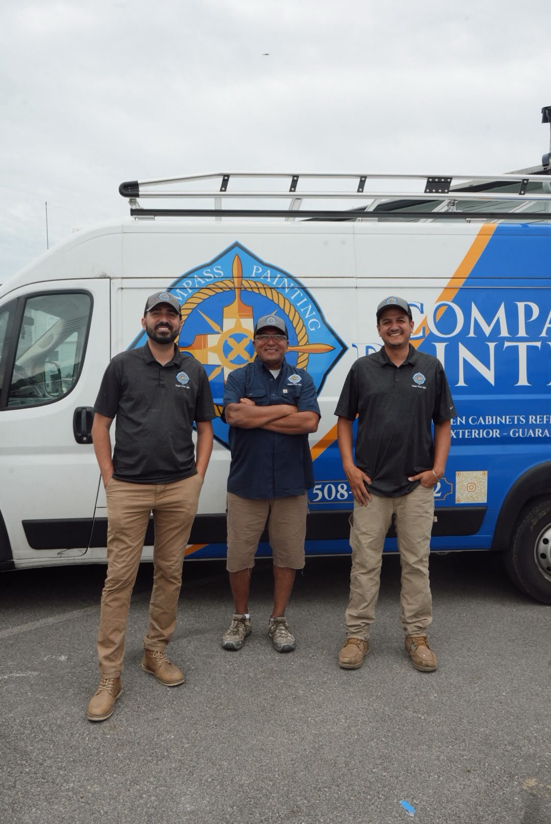 Compass Painting Inc owners Ivan Junior and Leandro with the company team in Hyannis, Massachusetts, serving homeowners across Cape Cod