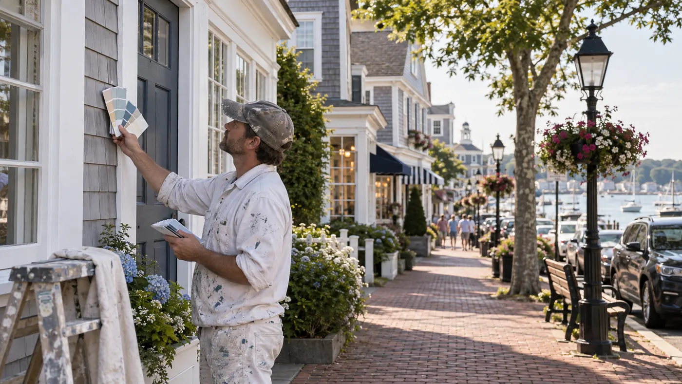Historic district exterior painting and color planning in Hyannis