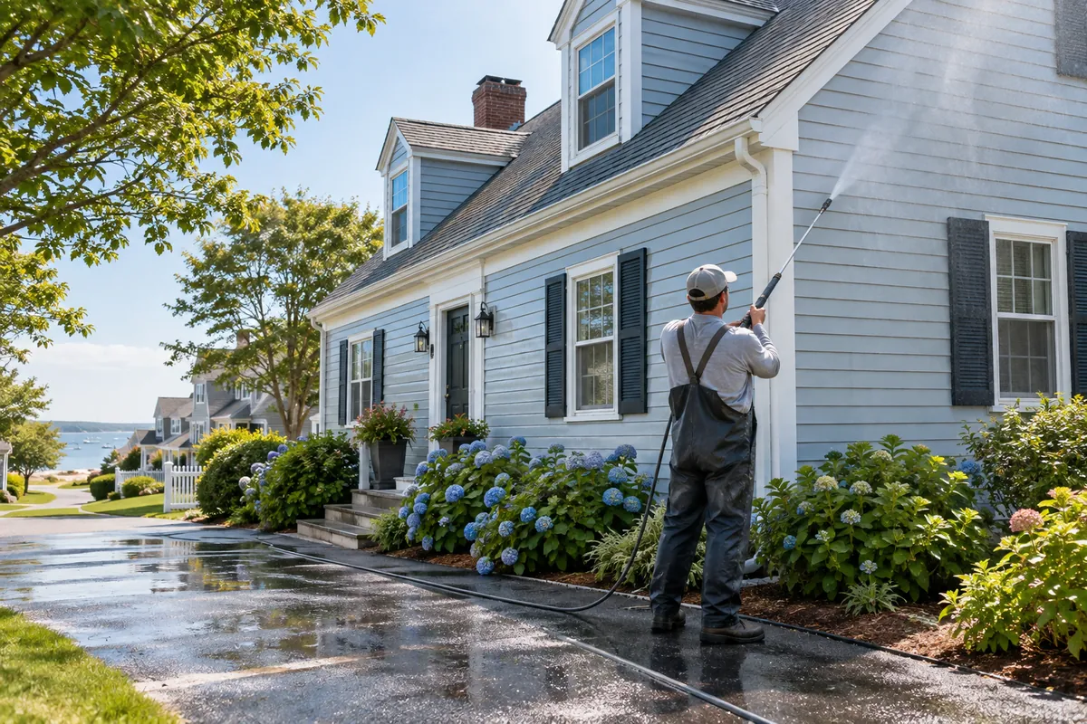 House washing and soft washing service in Hyannis Cape Cod Massachusetts